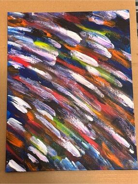 Abstract Multicolor Brushstroke Canvas Art - White, Blue, Orange Accents